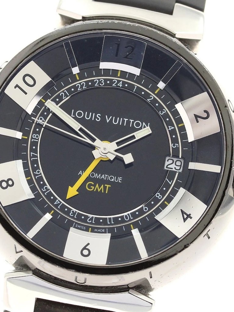 Louis Vuitton Tambour In Black Q113k Gmt Date Automatic Mens Watch946590